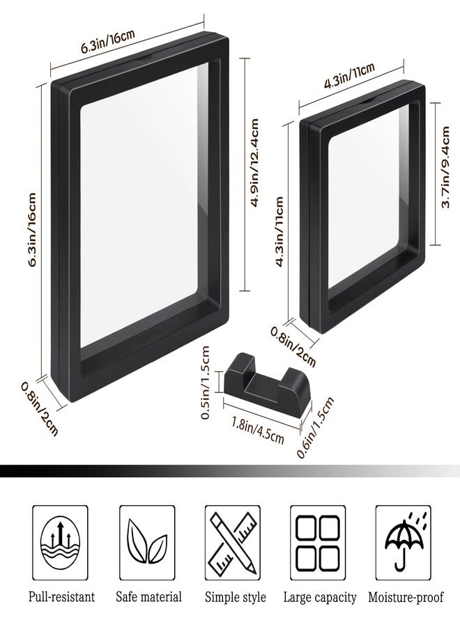 EsLuker.ly Set of 6 3D Floating Frame Display Holder Stands, Floating Display Case Transparent PE Jewelry Storage Box Suspension Frame for Challenge Coin AA Medallions Medal (4.3x4.3in, 6.3X 6.3in) - Image 2
