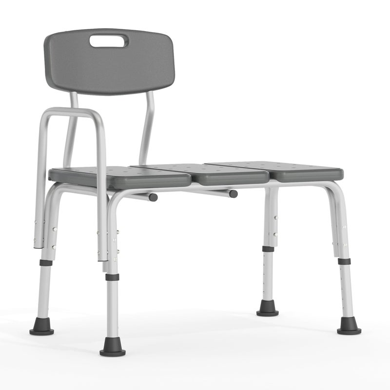 Flash Furniture HERCULES Series 300 Lb Capacity Adjustable Gray Bath Shower Transfer Bench with Back and Side Arm - Image 2