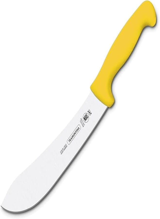 TRAMONTINA Professional Meat Knife – 8-Inch Stainless Steel Blade with Yellow Textured Polypropylene Handle – Sharp, Durable & Comfortable
