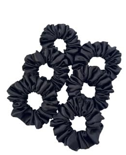 Generic Black Satin Scrunchies for WomenGirls Pack of 6 Strong Elastic Perfect Hair Accessory for All Hair Types  - Image 1