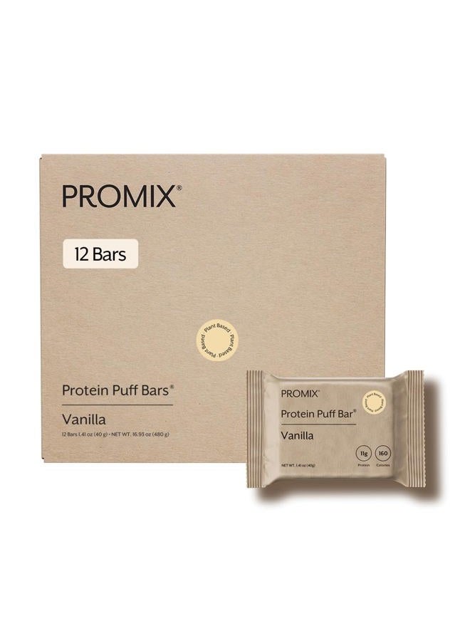 ProMix Vegan Protein Cereal Bars, 12 Pack - French Vanilla, Marshmallow Crunchy Treat, Great Tasting & Healthy On-the-Go Snack, High Protein & Low Calorie, Kosher, Non-GMO, and Gluten Free, Soy & Corn