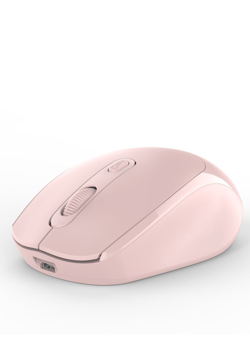 GULFLINK M107 2.4G Wireless Mouse Ergonomic Office Mouse with 3-gear Adjustable DPI Built-in 500mAh Pink  - Image 2