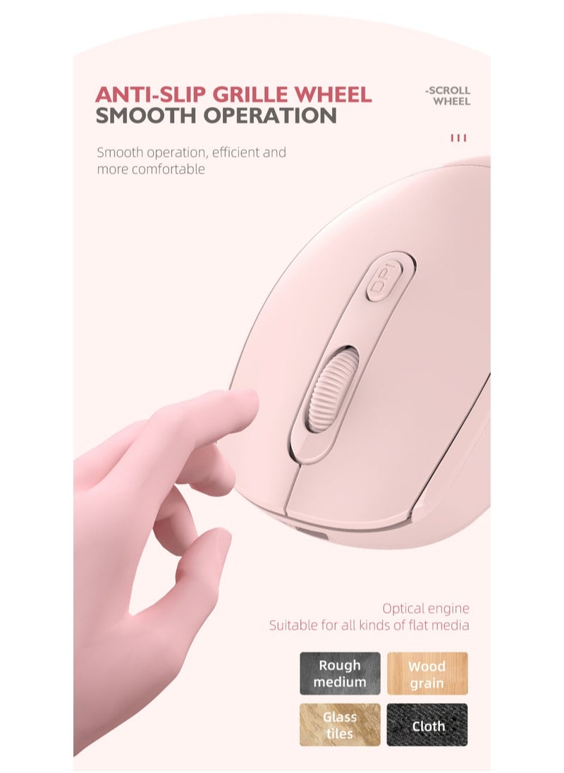GULFLINK M107 2.4G Wireless Mouse Ergonomic Office Mouse with 3-gear Adjustable DPI Built-in 500mAh Pink  - Image 4