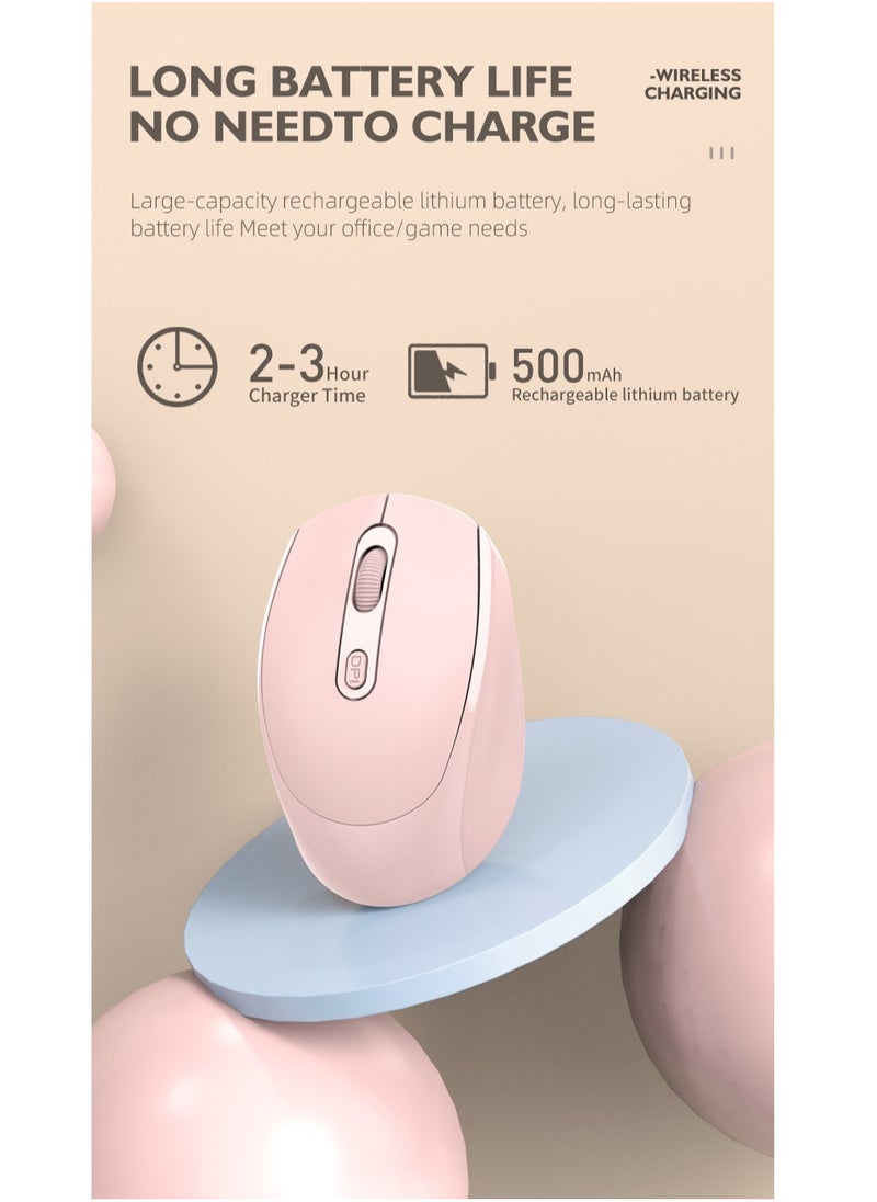 GULFLINK M107 2.4G Wireless Mouse Ergonomic Office Mouse with 3-gear Adjustable DPI Built-in 500mAh Pink  - Image 3