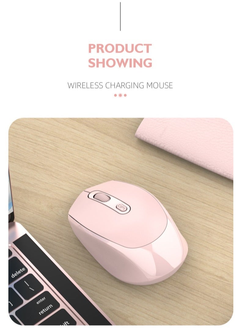 GULFLINK M107 2.4G Wireless Mouse Ergonomic Office Mouse with 3-gear Adjustable DPI Built-in 500mAh Pink  - Image 5