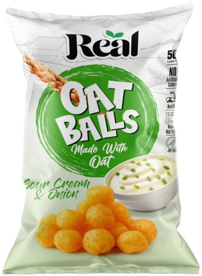 Real Protein Oat Balls, 5g Protein, 50% Less Fat, Baked, Soy Free, No Artificial Colors, 40g (PACK OF 4, SOUR CREAM & ONION) - Image 2