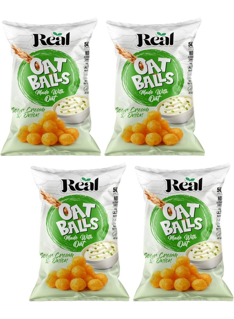 Real Protein Oat Balls, 5g Protein, 50% Less Fat, Baked, Soy Free, No Artificial Colors, 40g (PACK OF 4, SOUR CREAM & ONION) - Image 1