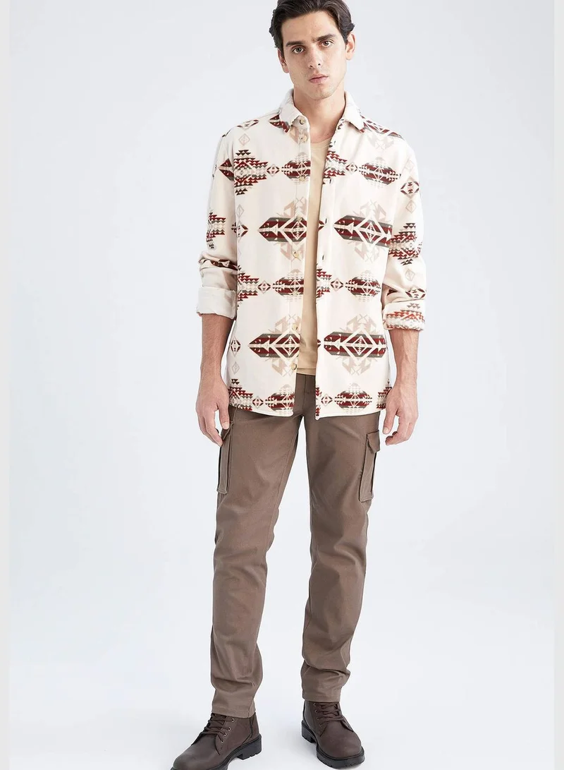 DeFacto Man Regular Fit Polo Neck Woven Long Sleeve Shirt