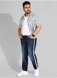 Instafab Plus Men's Classic Blue Dark-Washed Regular Fit Denim Jeans  - Image 5