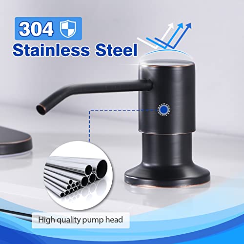 WEWE Kitchen Sink Soap Dispenser, WEWE Built in Soap Dispenser Kitchen Countertop Oil Rubbed Bronze Refillable Under Sink Black Pump Liquid Soap Dispenser for Kitchen Sink Stainless Steel Under Counter - Image 5