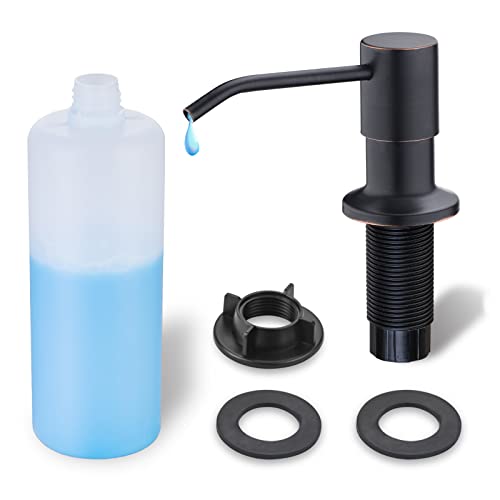 WEWE Kitchen Sink Soap Dispenser, WEWE Built in Soap Dispenser Kitchen Countertop Oil Rubbed Bronze Refillable Under Sink Black Pump Liquid Soap Dispenser for Kitchen Sink Stainless Steel Under Counter - Image 1