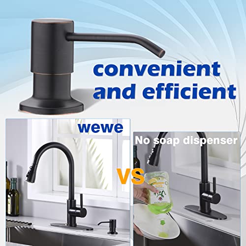 WEWE Kitchen Sink Soap Dispenser, WEWE Built in Soap Dispenser Kitchen Countertop Oil Rubbed Bronze Refillable Under Sink Black Pump Liquid Soap Dispenser for Kitchen Sink Stainless Steel Under Counter - Image 2