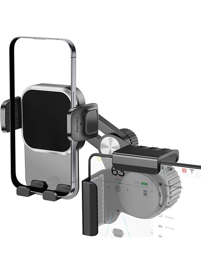 كاست ويف حامل هاتف Tesla، ملحقات سيارة عالمية قابلة للتعديل 360 درجة قابلة للدوران لسيارة Tesla Model Y 3 حامل هاتف مع سلسلة Iphone 16 15 14 13 12، جميع الهواتف من 4 إلى 7.2 بوصة - Image 1