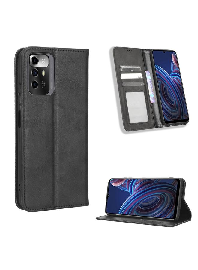 Case For ZTE Blade A72 5G Magnetic Buckle Retro Texture Leather Phone Case