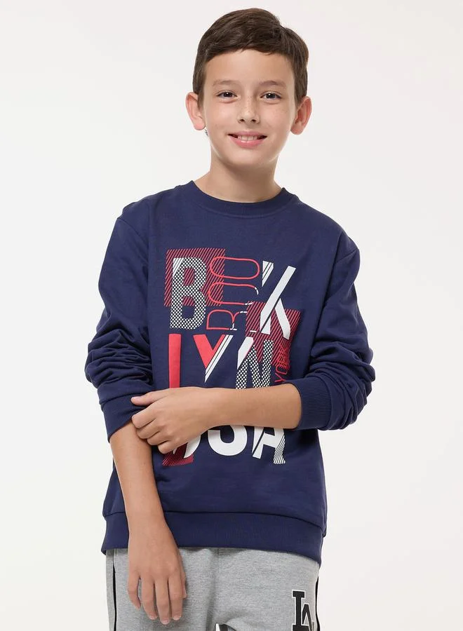 victor and jane Brooklyn Graphic Print Round Neck Sweatshirt by Styli