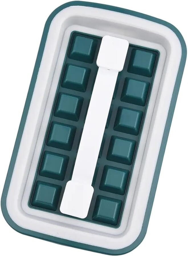 Spaceshoop Bottle Ice Cube Tray -Silicone Ice Cube Trays with Lids- 32 Mini Cubes -BPA Free - Flexible and Easy to Release-(175ml)- GreenColor