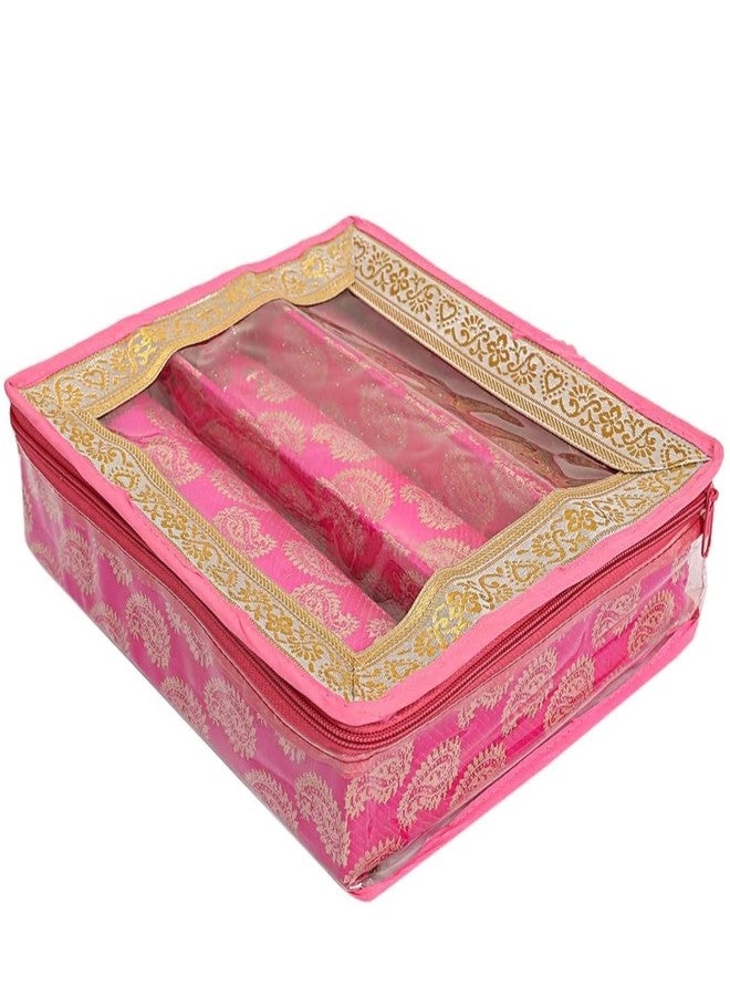 Ankit Traders Fancy Bangle Box Brocade Hardboard Bangle Box Bangle Organizer Box Jewellery Storage Box (Baby Pink - 3 Rod) - Image 2