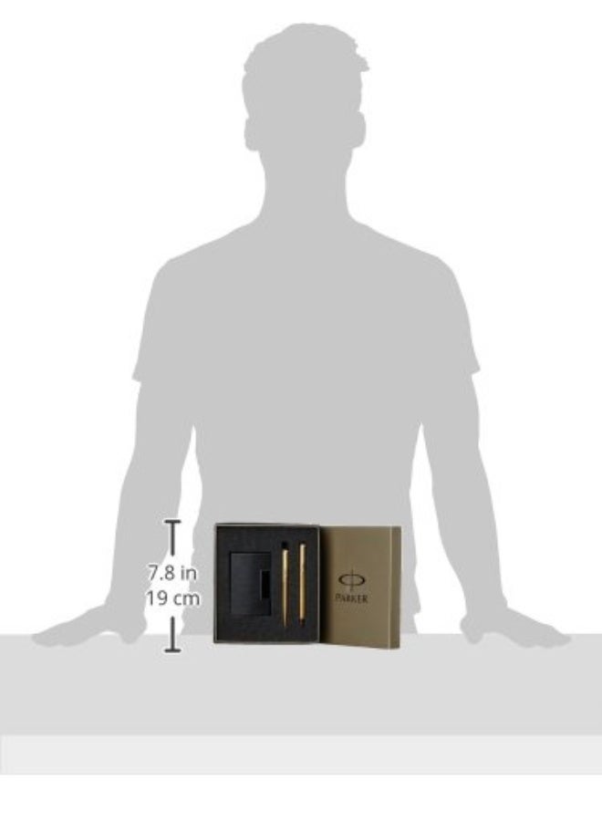 Parker Vector Gold Trim Roller Ball Pen and Ball Pen Luxury Gift Set, Blue Ink - Image 3