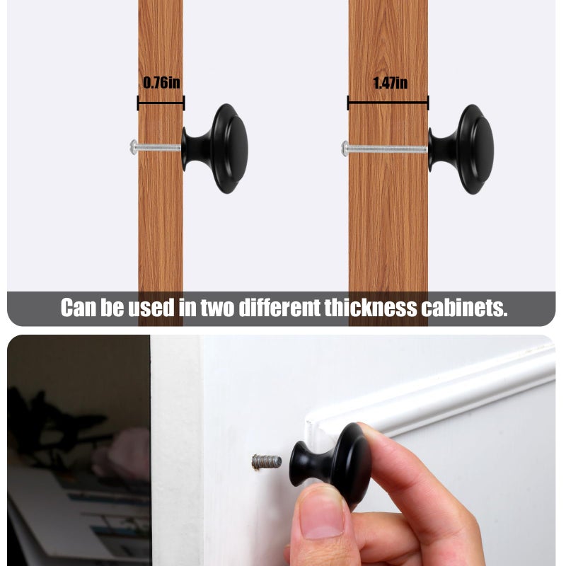 Romeda 18 Piece Drawer Hardware - Black 30Mm Cabinet Knobs & Pulls For Dressers & Kitchens With Screw - Image 3