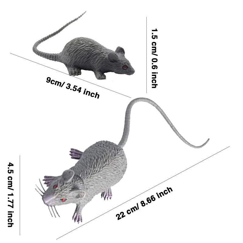 Cotiny 12 Pieces Halloween Fake Rat Plastic Rat Simulation Mouse Model Realistic Terror Plastic Mouse for Halloween Toy Joke Prank Party Decoration, 2 Size - Image 2