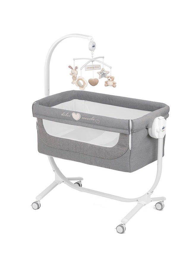 cam Cullami Co Bed Cradle, Light Grey, Made In Italy Cradle With Co-Sleeping Function, Suitable For Every Bed, Portable And Convertible Baby Bassinet With Mosquito Net, Baby Bed, Soft Fabric  - Image 1