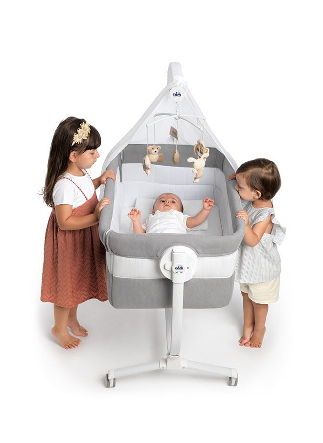 cam Cullami Co Bed Cradle, Light Grey, Made In Italy Cradle With Co-Sleeping Function, Suitable For Every Bed, Portable And Convertible Baby Bassinet With Mosquito Net, Baby Bed, Soft Fabric  - Image 4
