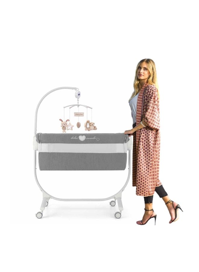 cam Cullami Co Bed Cradle, Light Grey, Made In Italy Cradle With Co-Sleeping Function, Suitable For Every Bed, Portable And Convertible Baby Bassinet With Mosquito Net, Baby Bed, Soft Fabric  - Image 5