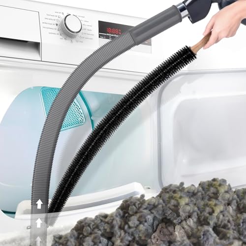 PetOde 2 Pieces Dryer Vent Cleaner Kit Compatible with Most Vacuum Cleaner, Dryer Lint Brush and Vacuum Hose Attachment, Quickly Lint Remover, Deep Gray - Image 1