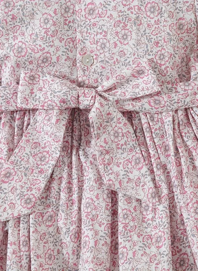 Take Two Take Two Girls Red Cotton Floral Peter Pan Collar Dress