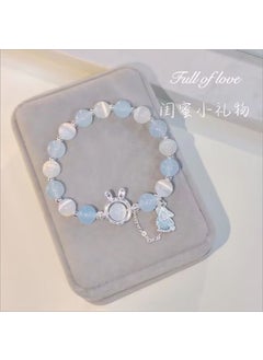 Chic Chiikawa Beaded Bracelet Trendy Design White and blue pearl bunny