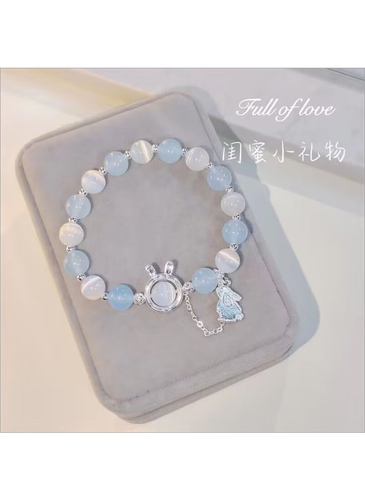 Generic - Chic Chiikawa Beaded Bracelet Trendy Design White and blue pearl bunny - Image 1