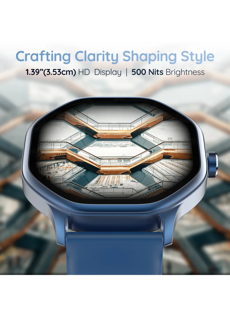 Pebble Hive 1.39" HD Display, BT Calling, Health Suite, Multiple Watch Faces, Full Touch Screen, Multi Sports Modes, Sleep Monitoring, Alarm & Notification, DIY Watch Faces, In-Built Games, World Clock, Blue