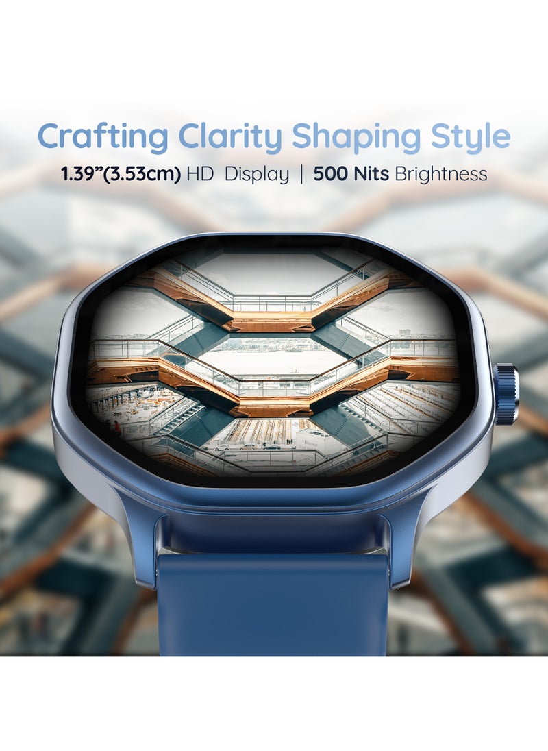 Pebble Hive 1.39" HD Display, BT Calling, Health Suite, Multiple Watch Faces, Full Touch Screen, Multi Sports Modes, Sleep Monitoring, Alarm & Notification, DIY Watch Faces, In-Built Games, World Clock, Blue  - Image 4