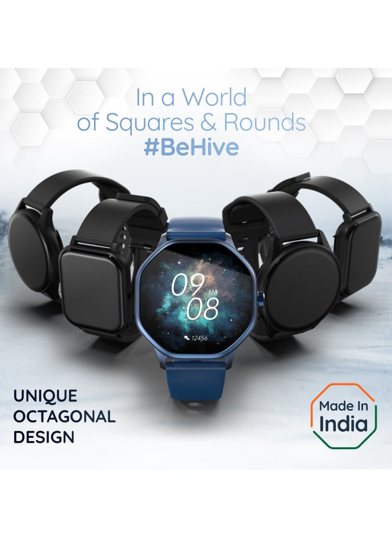 Pebble Hive 1.39" HD Display, BT Calling, Health Suite, Multiple Watch Faces, Full Touch Screen, Multi Sports Modes, Sleep Monitoring, Alarm & Notification, DIY Watch Faces, In-Built Games, World Clock, Blue  - Image 2