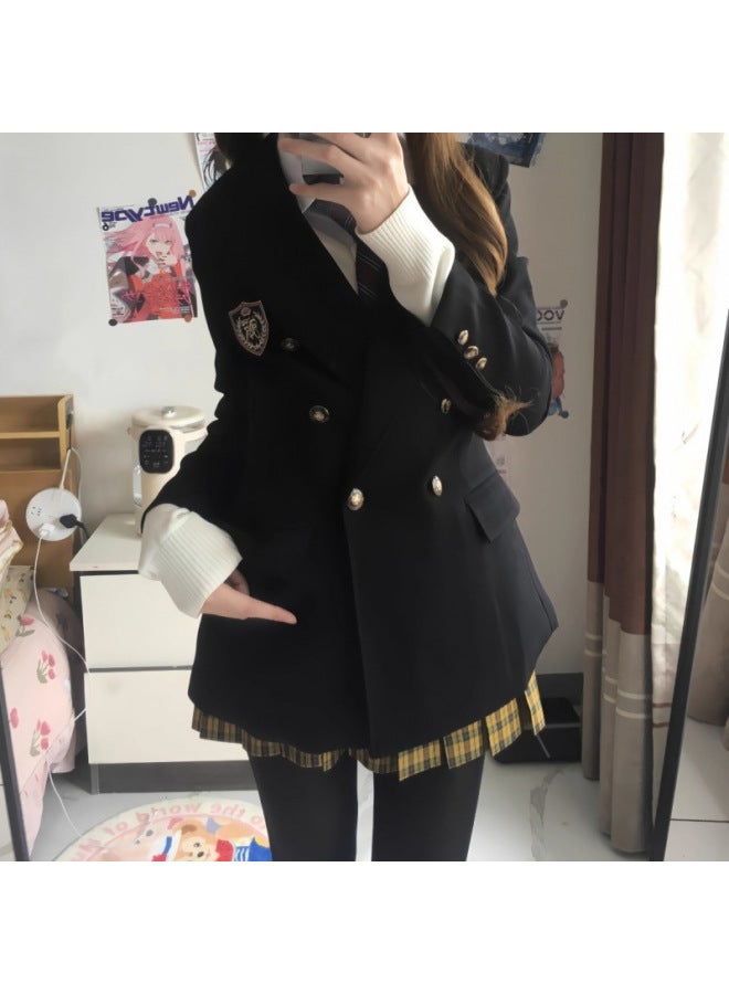 Suit Coat Women's Spring And Autumn JK Uniform College Japanese Student School For Female College Students Waist Suit Top