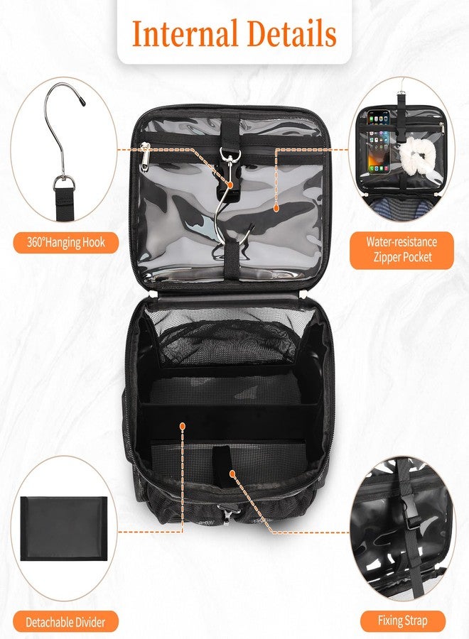 CUBETASTIC Shower Caddy Portable Mesh Shower Tote for Bathroom, Gym, Travel, Camping - Quick Dry Hanging Organizer Toiletry Bag with Handle for College Dorm Room, Men & Women (A# Black, 9.8") - Image 4