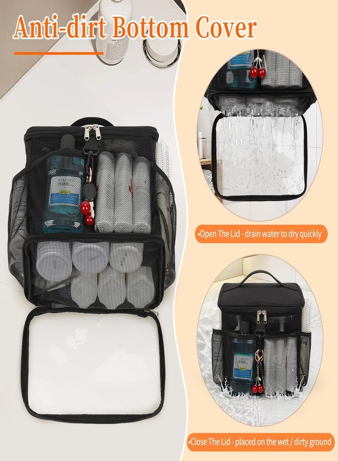 CUBETASTIC Shower Caddy Portable Mesh Shower Tote for Bathroom, Gym, Travel, Camping - Quick Dry Hanging Organizer Toiletry Bag with Handle for College Dorm Room, Men & Women (A# Black, 9.8") - Image 5