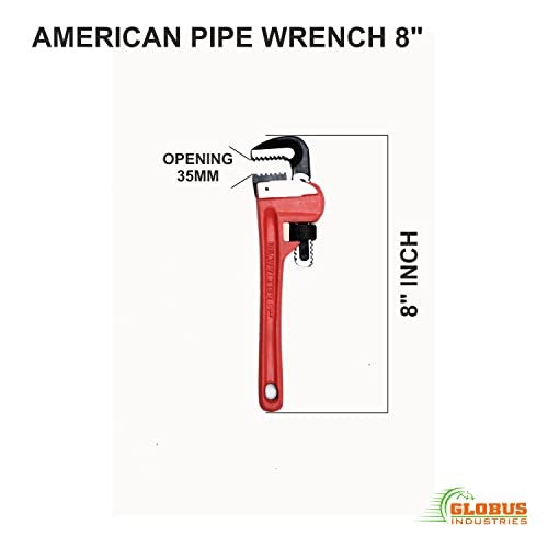 GLOBUS 945 HEAVY DUTY PIPE WRENCH SET/2 PCS (PIPE WRENCH 8" AND 12", PACK OF 2) Easy to Adjust, Strong Clamping, Thick Body. Hand tools.(Easy-grip pipe wrench tool) - Image 3