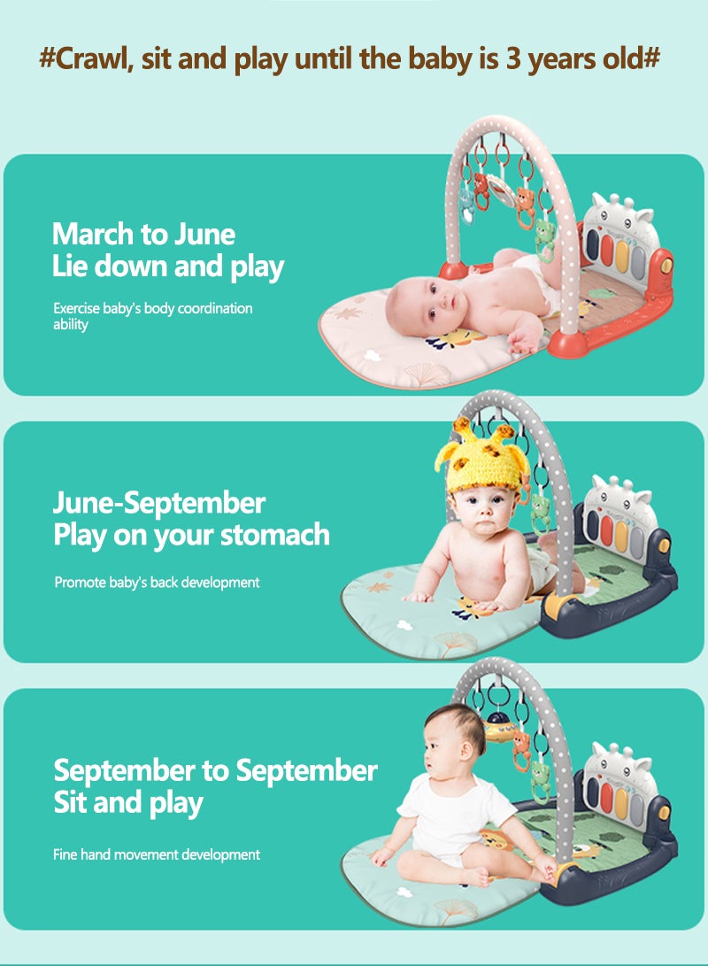 Youleen Baby Gyms Play Mats Non-Toxic Musical Piano Play Indoor Mat Center With Melodies Rattle For Kids Multicolour Musical Activity Center Kick  Play Piano Gym Tummy Time Padded Mat for Newborn Toddler Infants - Image 2