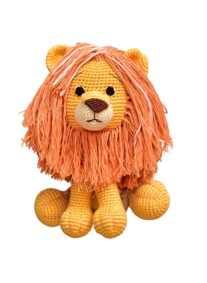 Happy Threads Handmade Crocheted Cute Handmade Asad the Lion (10 inch) – Orange | Crochet Toys | Child Safe | for Babies 6 Months & Above | Dolls for Boys/Girls| For Birthday Gift | Decorative Items for Room - Image 1