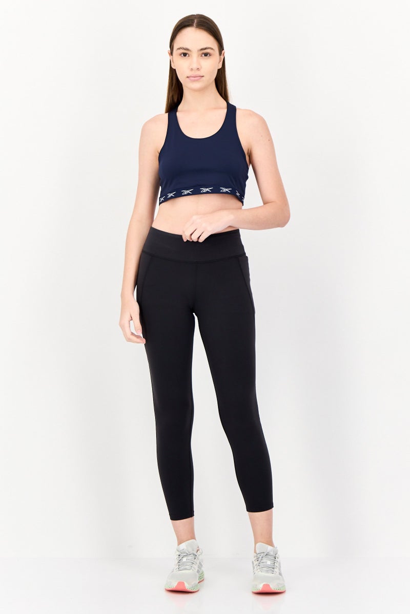 Reebok سوتيان رياضي نسائي مناسب بدون حشوة بشعار العلامة التجارية، أزرق داكن - Image 4