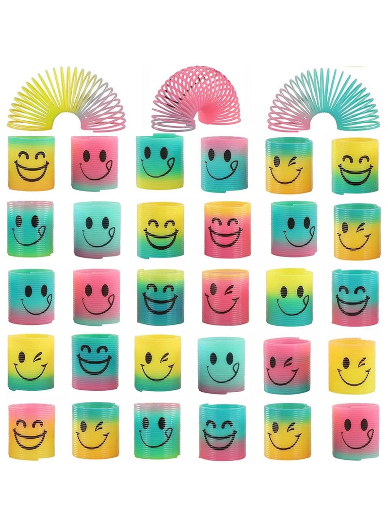 Rainbow Magic Spring Toys – 30-Pack Colorful Smiley Coil Slinkies for Kids – Educational Sensory & Learning Toy, Party Favors, Pinata Fillers, Birthday Return Gifts for Boys & Girls - Image 1