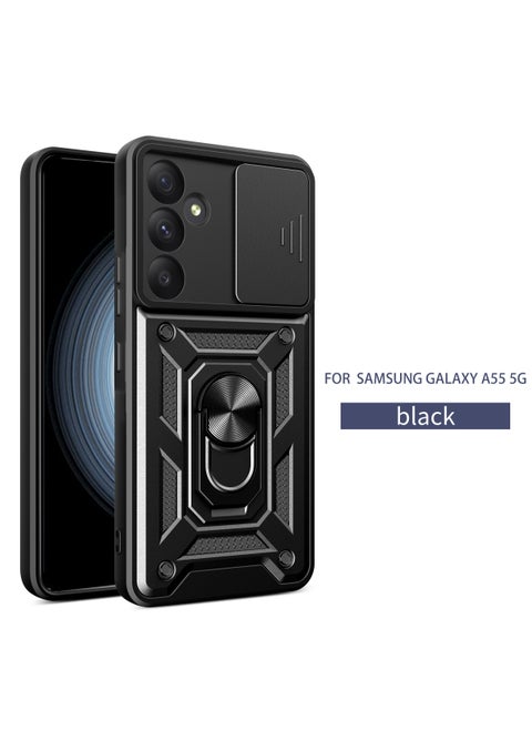 Phone Cover for Samsung Galaxy A55 5G with Slide Camera Cover Military Grade Drop Protective Phone Case with Magnetic Car Mount Holder