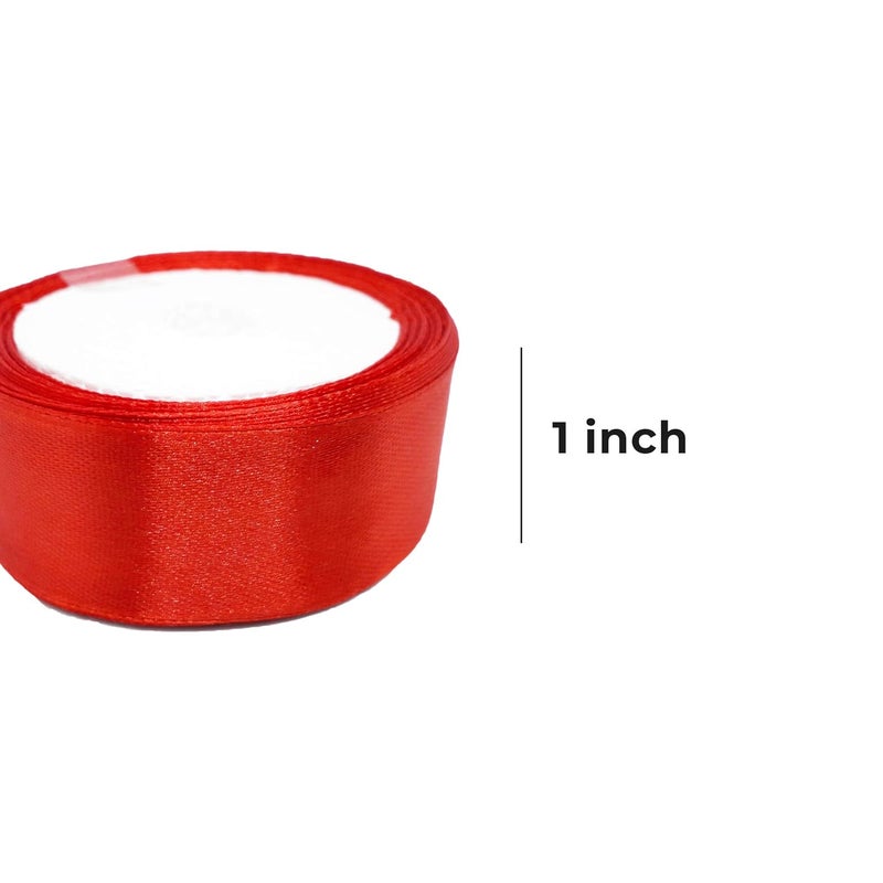 Craftolive Red Shiny Satin Ribbon and Scissor Combo for Inaugurations Mahurat Openings Grah Pravesh Gift Wrapping and Multipurpose Use - Image 5