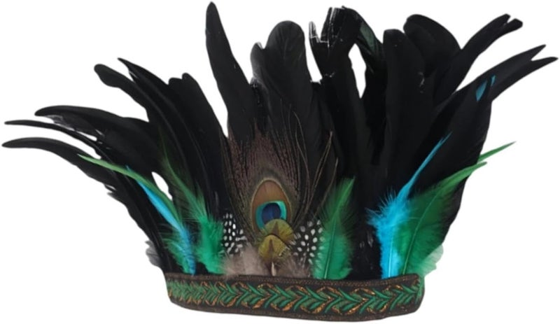 misppro Chief Indian Hat Artificial Feather Headdress Decorative Decoration for Cosplay 11.42 inchx7.87 inch - Image 1