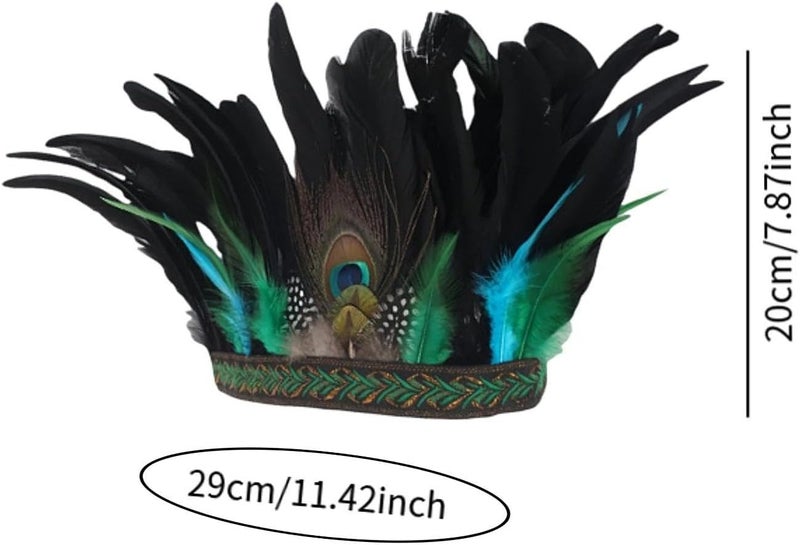misppro Chief Indian Hat Artificial Feather Headdress Decorative Decoration for Cosplay 11.42 inchx7.87 inch - Image 2