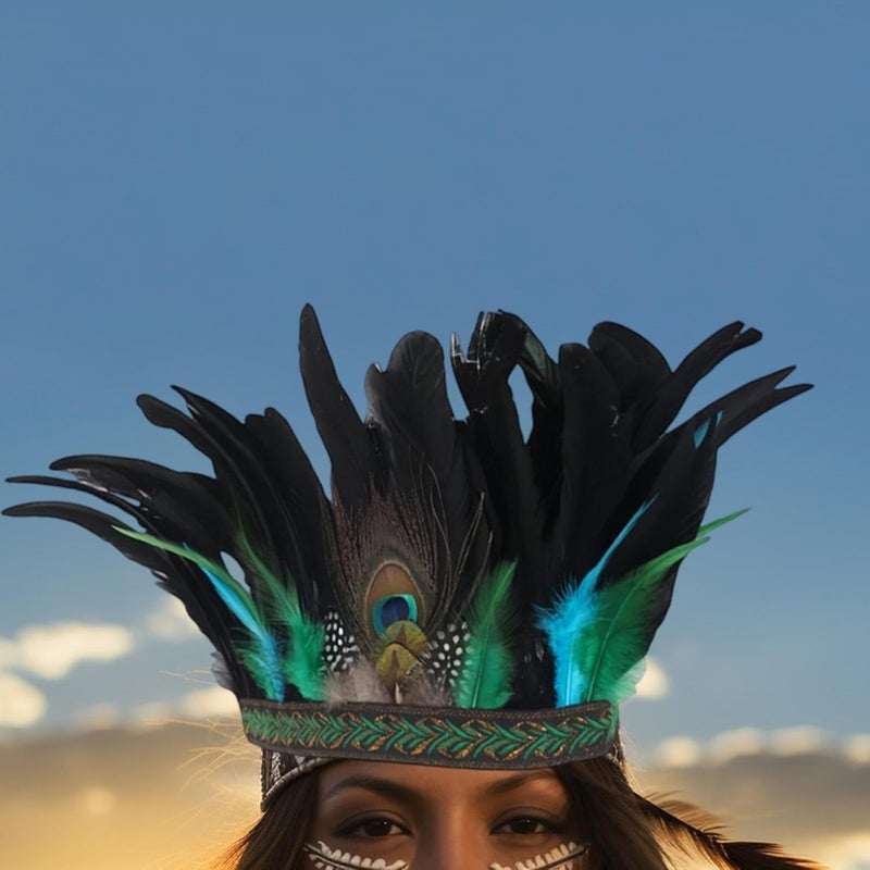 misppro Chief Indian Hat Artificial Feather Headdress Decorative Decoration for Cosplay 11.42 inchx7.87 inch - Image 4