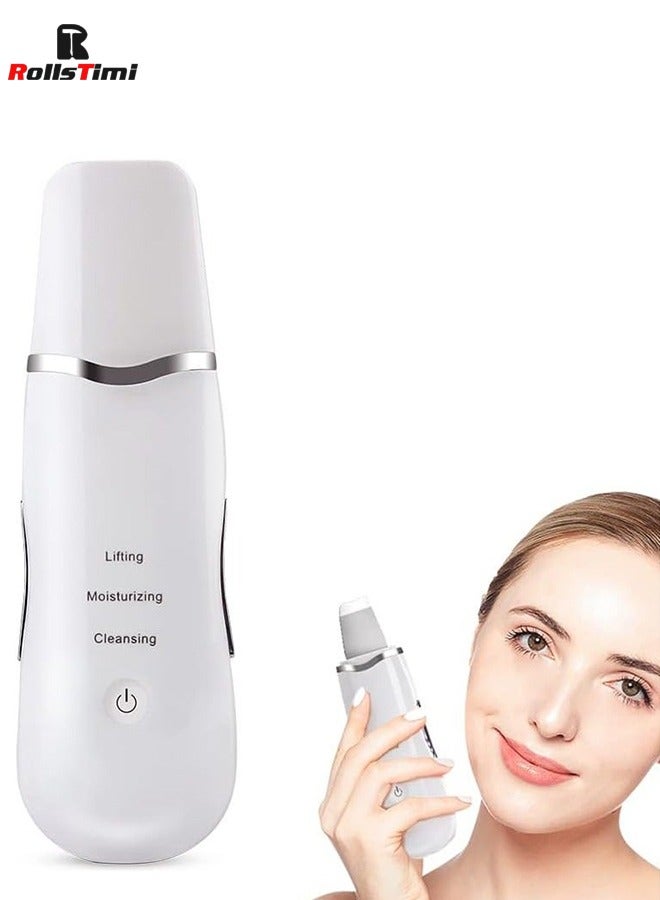 RollsTimi  Ultrasonic Anti-Aging Face Cleaner Skin Scrubber with Blackhead Wrinkle Removal Device White  - Image 1