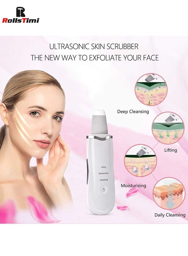 RollsTimi  Ultrasonic Anti-Aging Face Cleaner Skin Scrubber with Blackhead Wrinkle Removal Device White  - Image 4