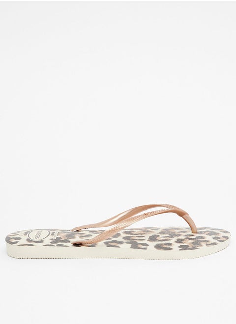 Slim Leopard Print Flip Flops